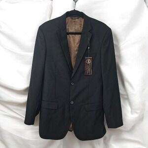 Caravelli Black Blazer Oxford 2B Two‎ Button Suit Jacket Men 38L 32W Classic NWT